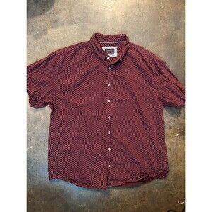 Gentlemen's Outfitters Burgundy Polka Dot Print Short Sleeve Button-Up Shirt 2XL